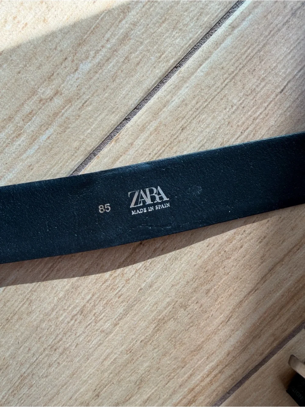 Zara Black Leather Belt with Silver Buckle